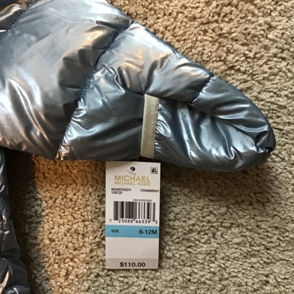 MICHAEL KORS Baby Girls Heavy Weight Front Zip Metallic Pram Jacket 6-12… - Picture 3 of 8